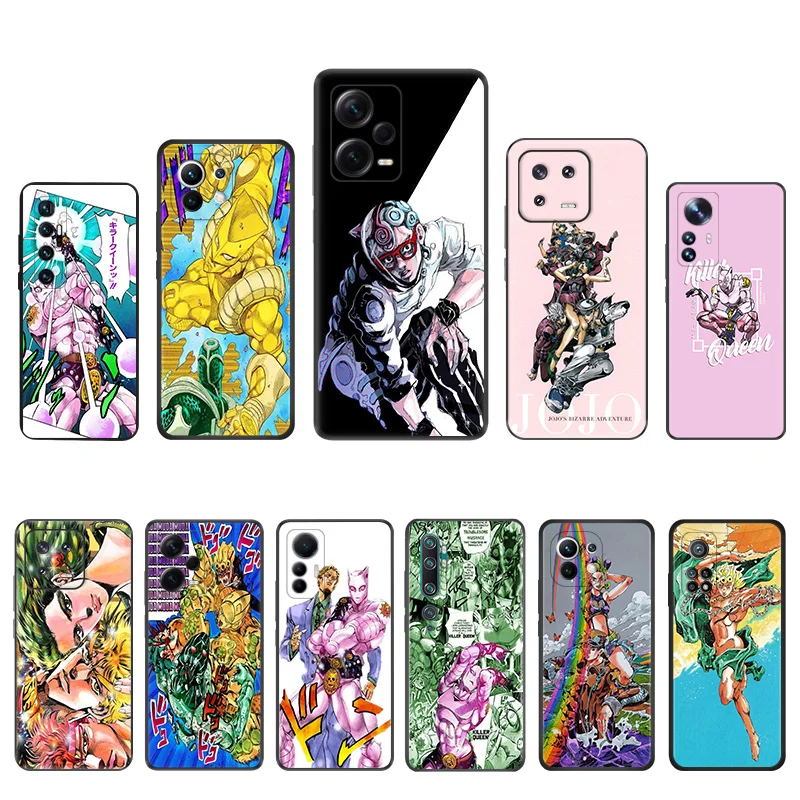 Matte Phone Case for Redmi Note13 Pro 5G 4G Note 12 12c 13c Xiaomi 12X 12T 13 Lite JoJo's Bizarre Encyclopedia Black Soft Cover