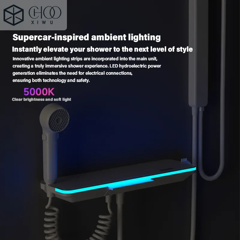 Keran Bak Mandi Digital dengan Layar Temperatur Pintar, Model Air Terjun, Terpasang di Dinding, Keran Kamar Mandi, Keran Shower, Mixer Crane