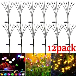 2/4/8/12Pack Outdoor LED Solar Lights Waterproof Starburst Firefly Lights Lawn Garden Lamp for Path Landscape Decorative Lights