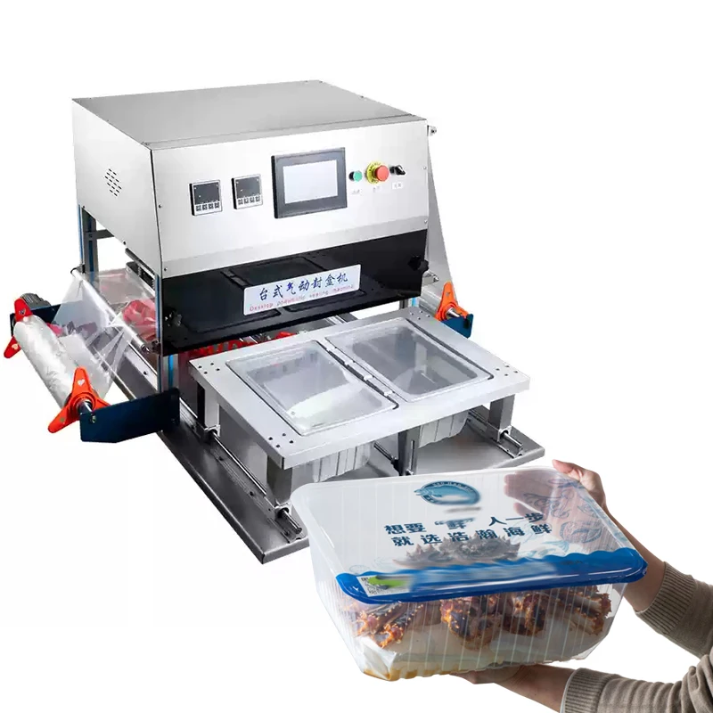 Pneumatic Tray Sealer for Seafood And Meat Oxygenation Sealing Machine Fresh-Keeping Packing Wrapping Machinery for Crab