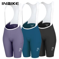 INBIKE Women's Cycling Bib Shorts High Waist Bicycle Pants 3D Padded Slim Fit Biking Clothing MTB Road Bike Pants with Pockets