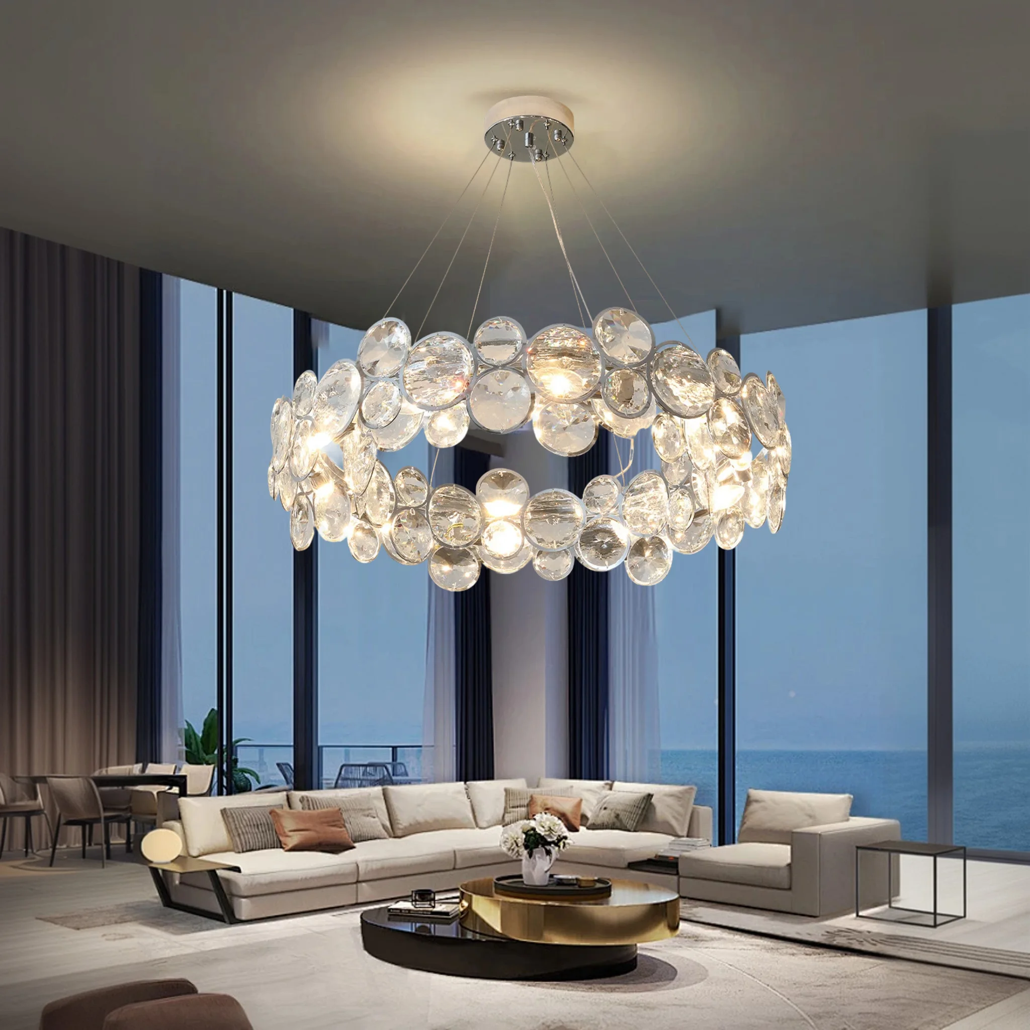 

AiPaiTe современная роскошная хрустальная люстра K9, глянцевый хрустальный потолочный подвесной светильник, домашний декор, светильник, люстра, блеск