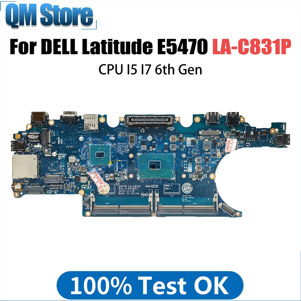 

CN-02MMKG 02MMKG Notebook Mainboard For Dell Latitude E5470 Laptop Motherboard LA-C831P DDR4L With CPU I5 I7 6th Gen