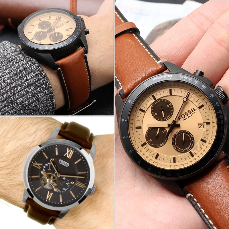 for Fossil Fashion Genuine Leather Men Quick Release Watch Strap Fs4735 Fs4812 Me3052 3054 24 22mm Needle Buckle Soft Watchband