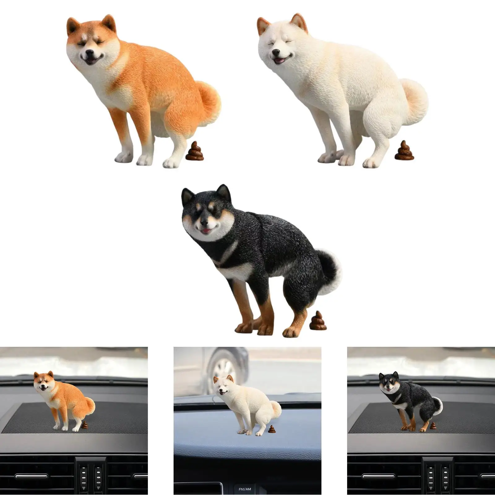 Car Figure Decoration Dog Figurine Shiba Inu Statue Dashboard Interior Ornament Plastic Animal Sculpture for Office Desk Bedroom
