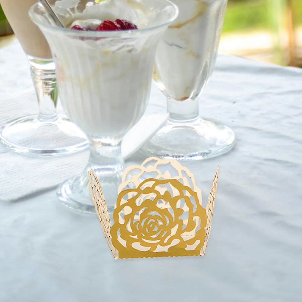 100Pcs Chocolate Paper Candy Wrappers Rose Lace Truffle Wrappers Cups Party Wedding Dessert Paper Liners view 2