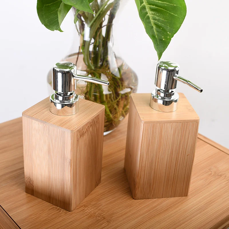 Soap Dispenser Lotion Shampoo Dispenser Bottle Holder Bathroom Kitchen Bamboo Liquid Hand Soap Dispenser Pump 280mL