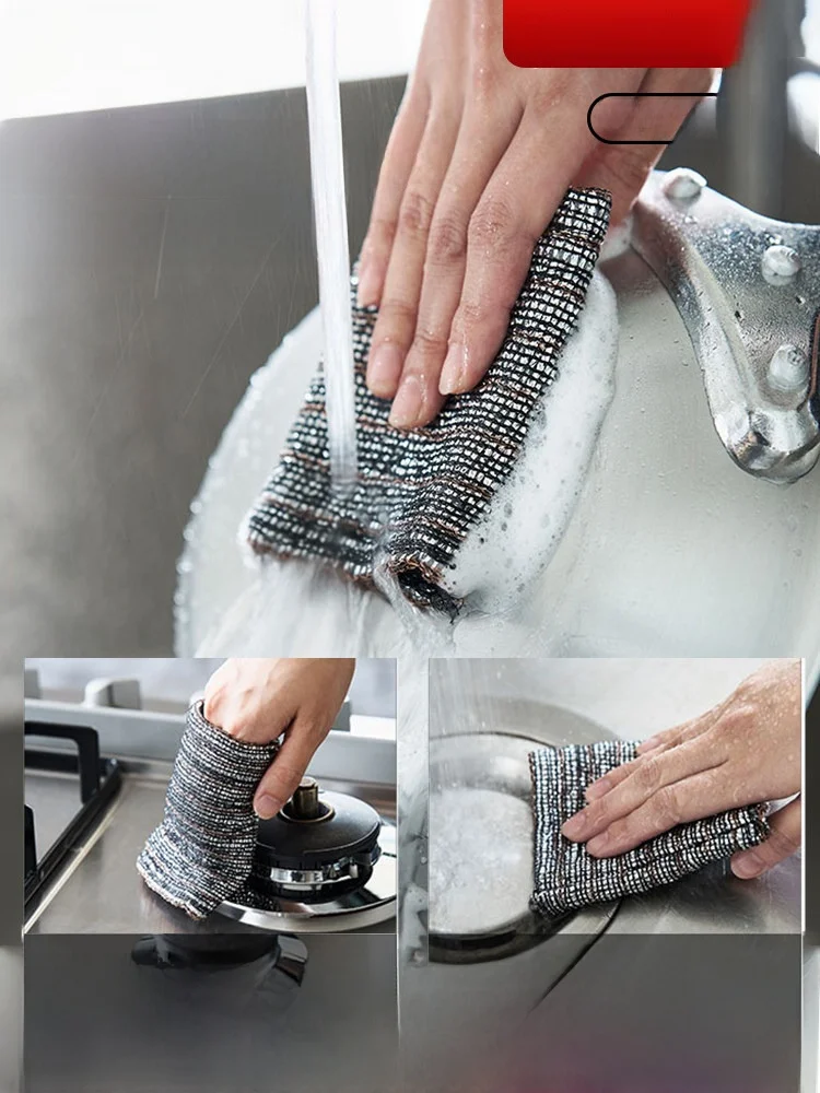 

Magic Cleaning Copper Wire Glove Bru Diwaing Tool Stove Use Deformable Kitchen ential Disloth Household Cleaning