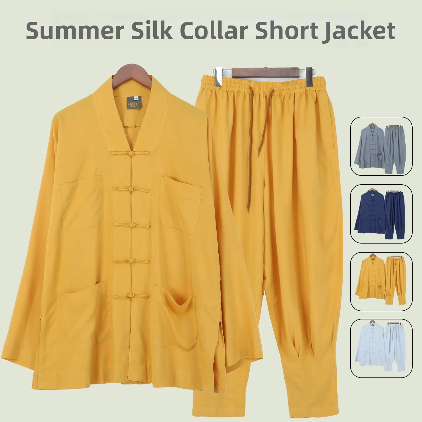 pure-cotton-monastic-outfit-short-coat-summer-thin-no-tie-leggings-loose-fit-casual-style-monk-suit-set-comfortable-breathable