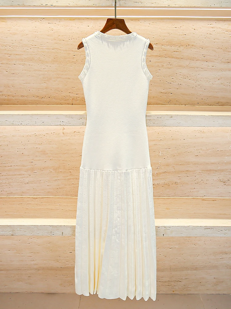 Schwere, verzierte lange Strickweste Dr. Damen-High-Waist-A-Linie, Sommer 2025, Ele, lässig, schlicht, SLE-Polyesterfaser