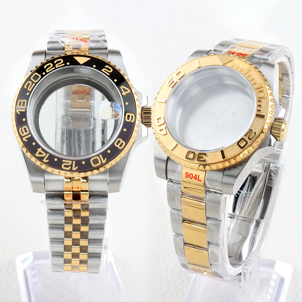 Solid Stainless Steel Watch Bracelet Jubilee - Złoto Srebro 40mm Szafirowe Szkło Koperta
