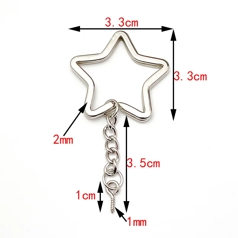 6 Teile/los Herz Stern Form Schlüssel Ring Kette Runde Flache Draht Offenen Ring Metall Schlüssel Ring DIY Auto Schlüssel Spielzeug Anhänger, der Kette Großhandel – Detail 4