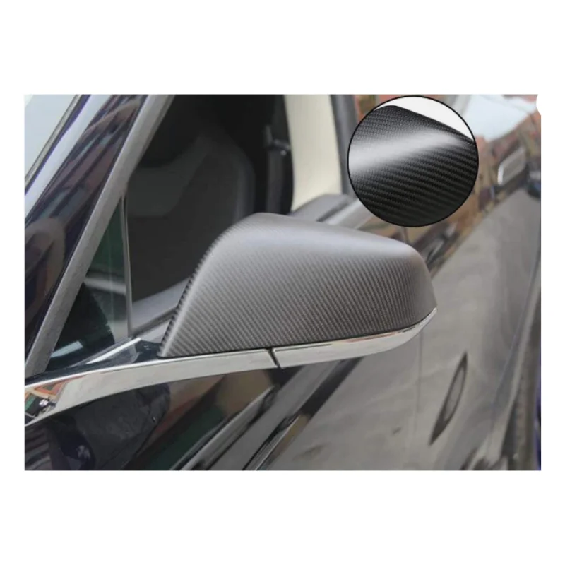 Aufklebbare Seitenspiegel-Schutzabdeckung in Carbon-Optik für Tesla Model 3 2017-2023 und Model 3 Highland 2024-2026 – Detail 3