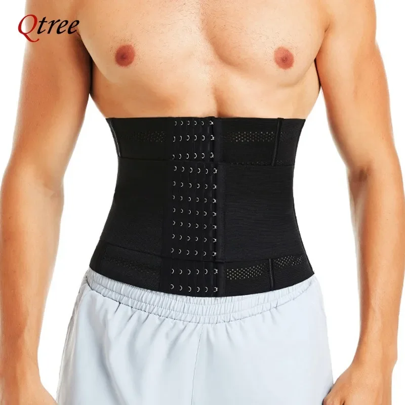 Qtree Neoprene Waist Trainer Belt Compression Body Shaper Men Slim Belts Slimming Weight Loss Belly Trimmer Sauna Sweat Corset