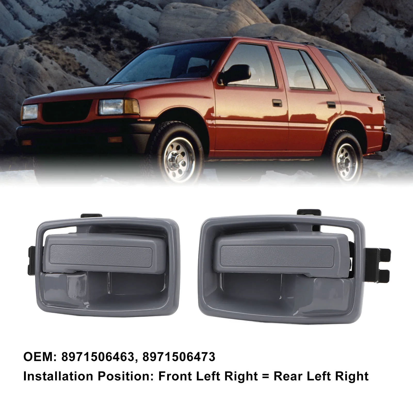 1 Pair Interior Door Handle 8971506463 Left Right Inner Door Handle And Bezel Set Replacement For Isuzu Rodeo 1991‑1997