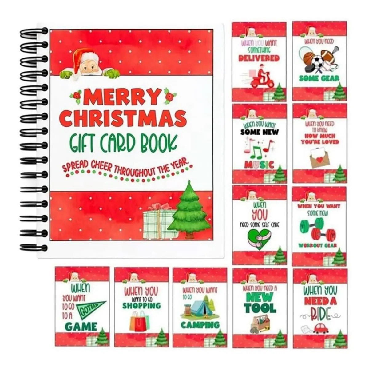 Christmas Colorful Gift Card Book, Gifts for Grandkids Kids Women Surprises on Every Page DIY Gift Card Booklet