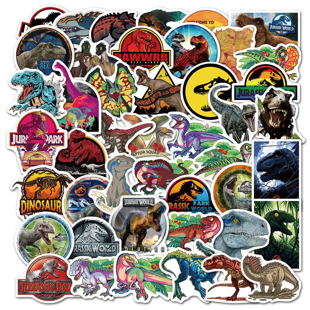 50PCS Classic Movie Dinosaur Park Graffiti Stickers Luggage Skateboard Notebook Waterproof Dinosaur Stickers