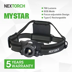 NEXTORCH myStar V2.0 760 Lumen Headlamp Zoomable Flashlight Rechargeable HeadLamp Adjustable Headband fishing Camping