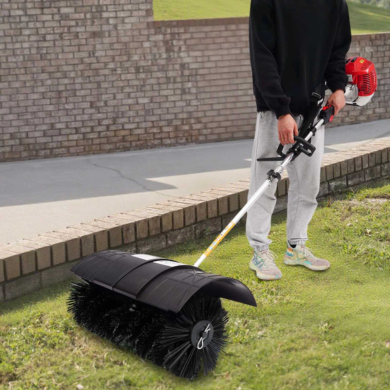 مكنسة عالية الطاقة 1.7 كيلو وات 5500-8500 دورة في الدقيقة سرعة 9.06*20.47 بوصة مكنسة كبيرة منطقة كنس واسعة كفاءة لتنظيف الحديقة والشارع