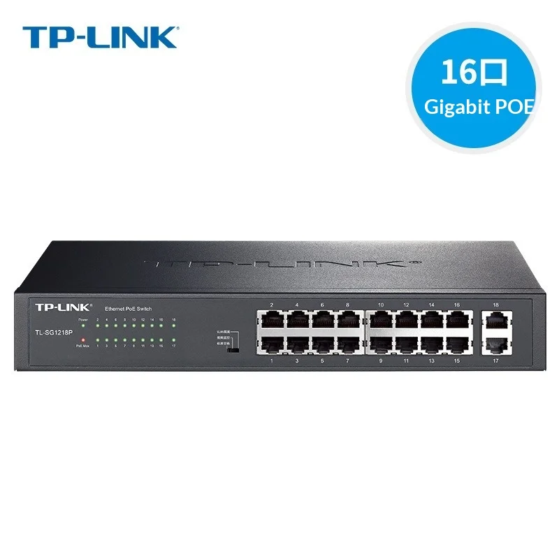 

Коммутатор TP-Link 18-портовый Gigabit PoE+, 16 портов PoE с бюджетом 180 Вт, режимы VLAN/изоляции/наблюдения для IP-камер