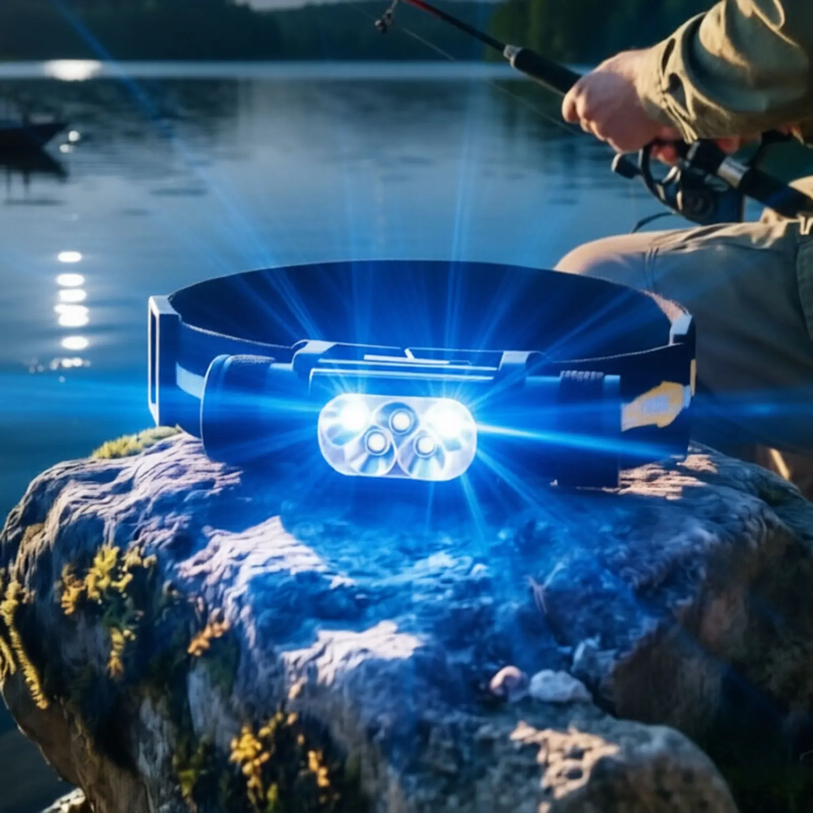 LED Mini night fishing Headlamp High Power White Blue Light Headlight 18650 Type-C USB Head Torch catch fish Flashlight Lamp