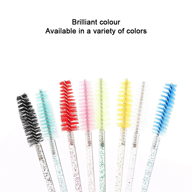 Brosses à mascara jetables, 100 pièces, très économiques, micro brosse à cils, mini brosse à cils en cristal, peigne rose