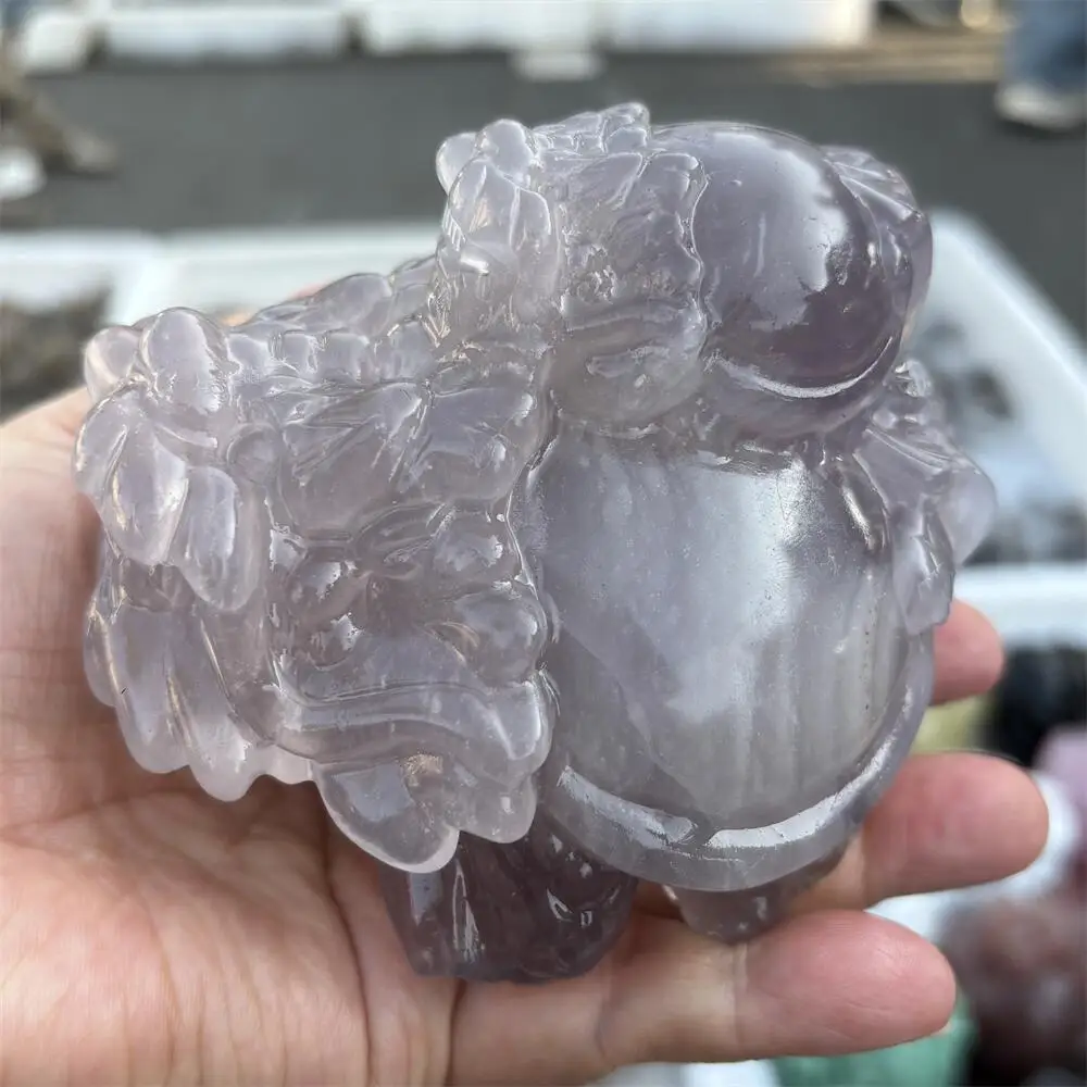 Natural Quartz Fluorite Dragon Turtle Pixiu Carving Reiki Healing Fengshui Stone Home Decorative Animal Gift for Holiday Crafts