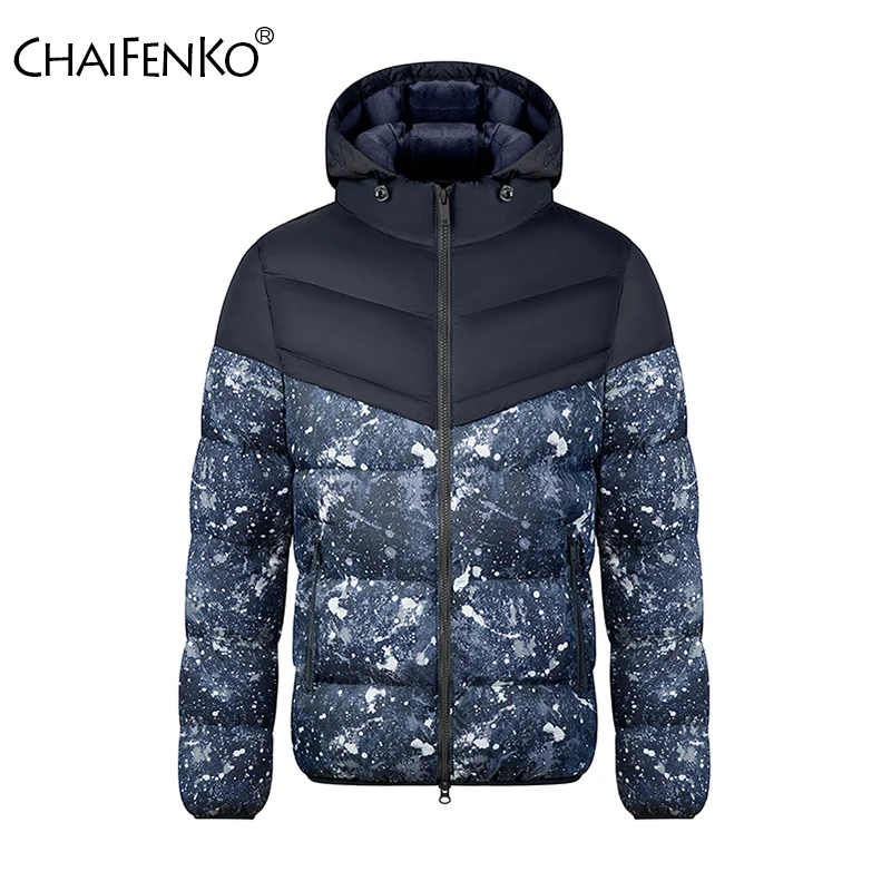 

New Color Blocking Hooded Men Parka Outdoors Exercise Casual Windproof Comfortable Coat Winter Fashion Thicken Keep Warm Jacket