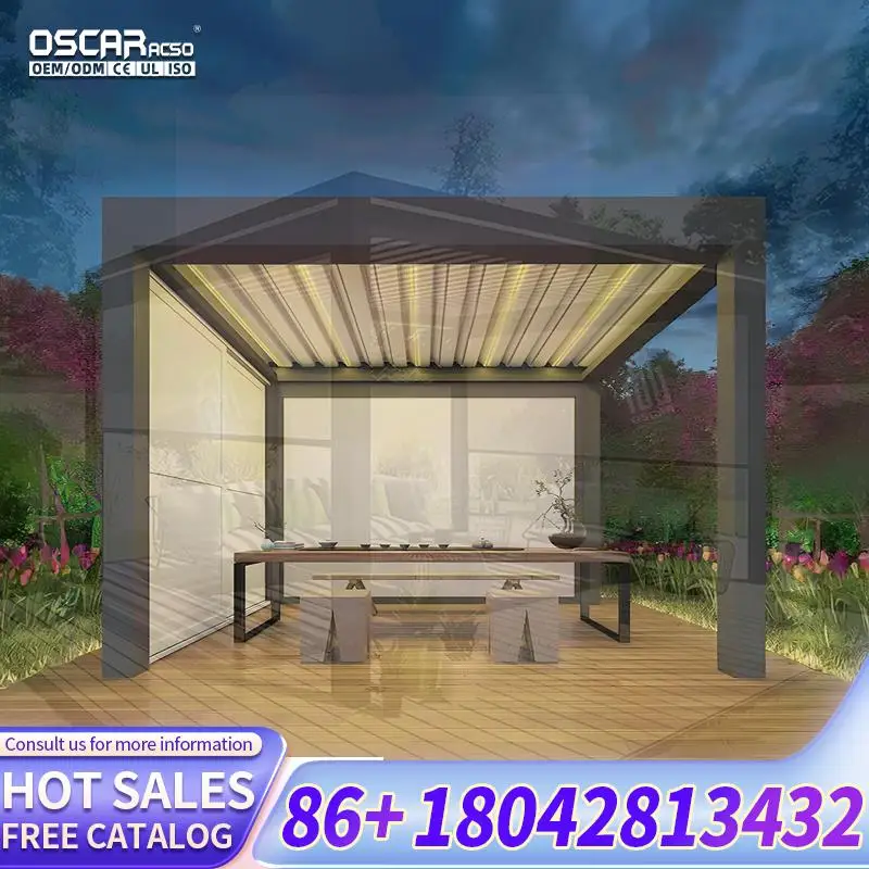 New Style Aluminium Outdoor Louver Roof System Bioclimatica Pergola Waterproof Gazebo for Garden Patio Backyard pergola