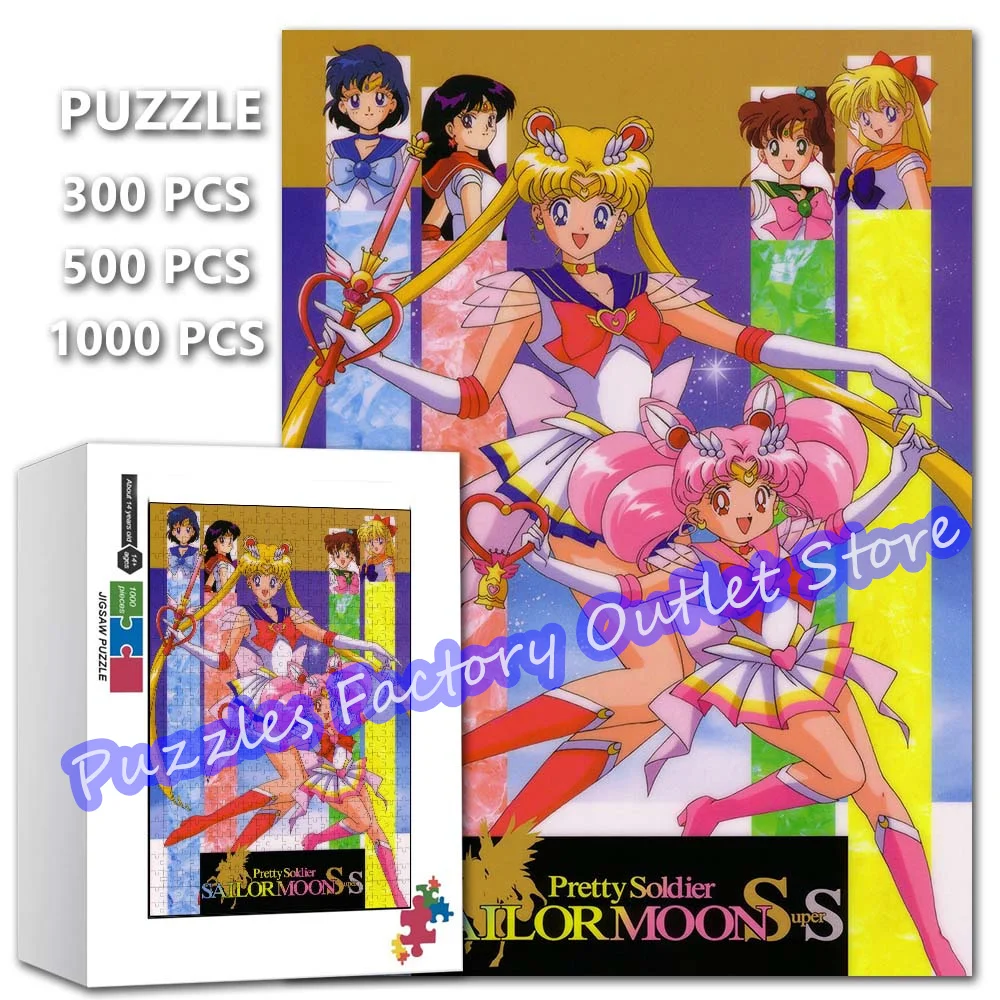 300/500/1000 Pieces Jigsaw Puzzles Anime Role Sailor Moon Cartoon Beauty Girl Print Puzzle for Kids Intellectual Game Toys Gifts