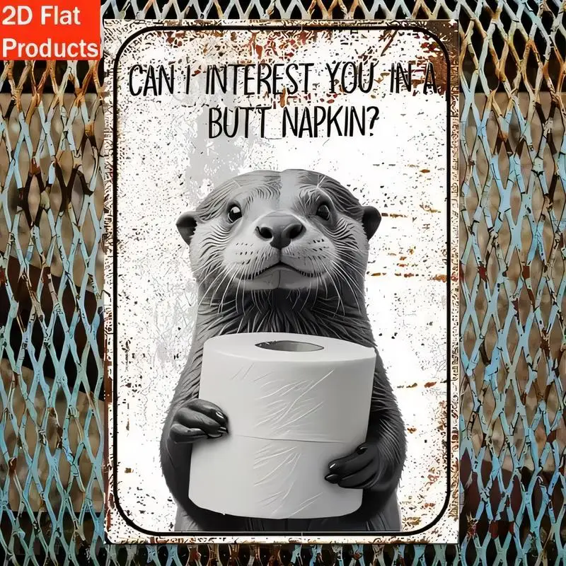 Butt Napkin Toilet Paper Vintage Metal Tin Sign - Retro Distressed, Iron, Funny Bathroom Home Decor Wall Art