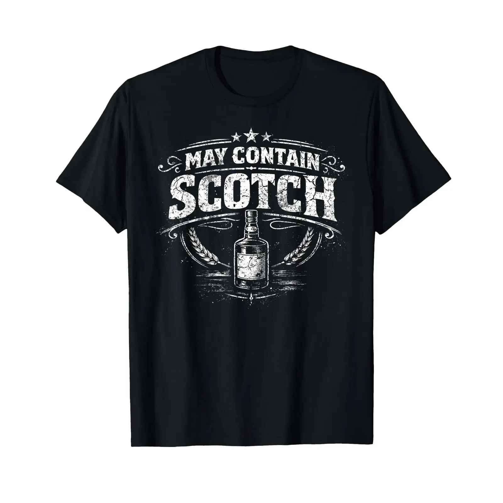 May Contain Scotch Vintage Whiskey Humor T Shirt vintage Washed Casual Comfortable Stretched Stylish homme
