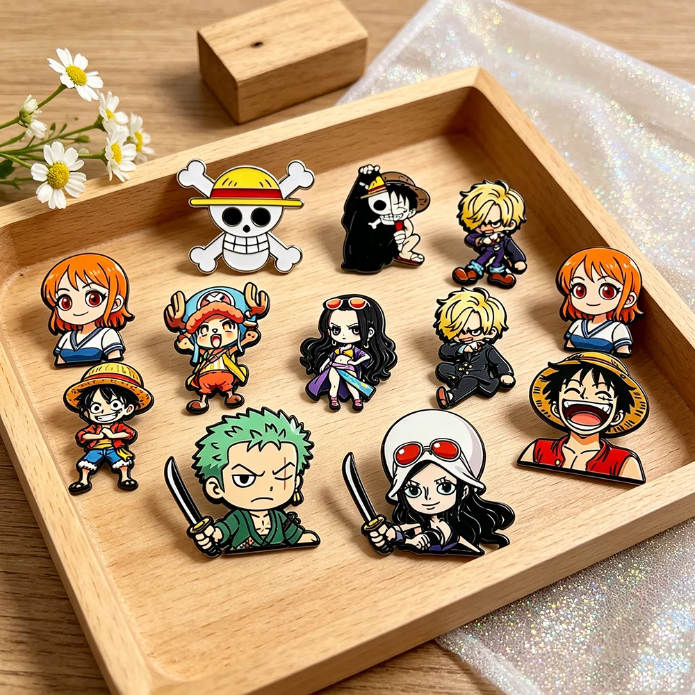 2-20 Stück Q-Version Anime-Charakter Emaille-Pins Kollektion Strohhut-Team Anstecknadeln für Rucksäcke Cosplay Ideales Geschenk für Anime-Liebhaber