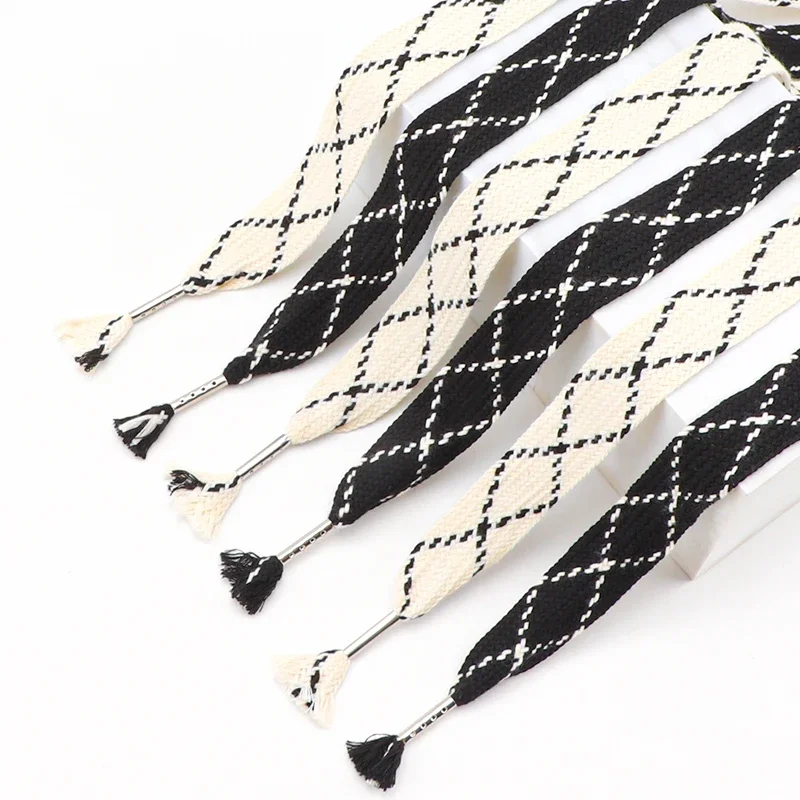 2.5CM Flat Shoelaces Widened Black White for Sneakers Canvas Shoes Slippers - 120CM/140CM Shoe Lace Decorations