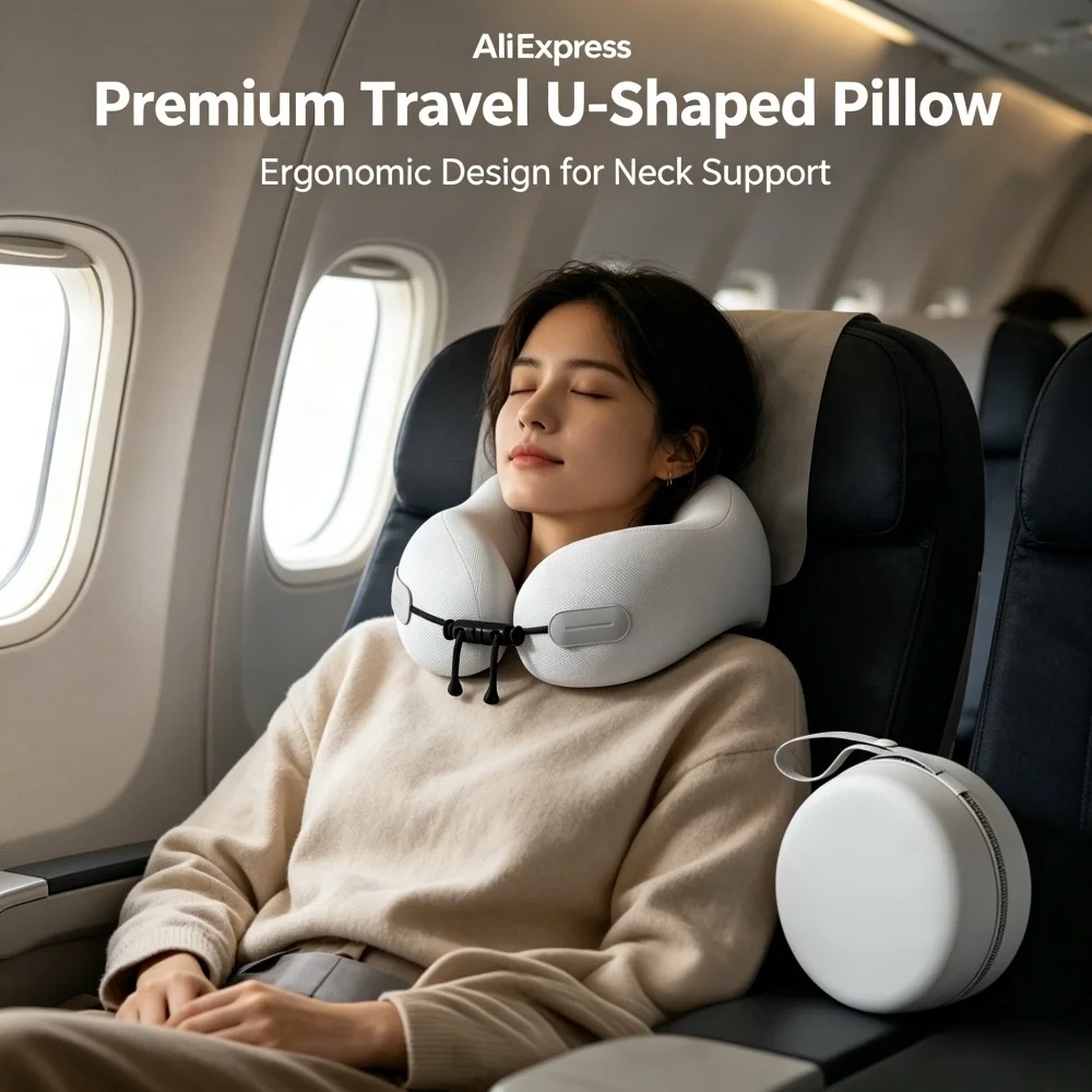 U‑Shaped Memory Foam Travel Neck Pillow Soft Portable Support Cushion Comfort Accessory for Airplane Office Home Daily Relax