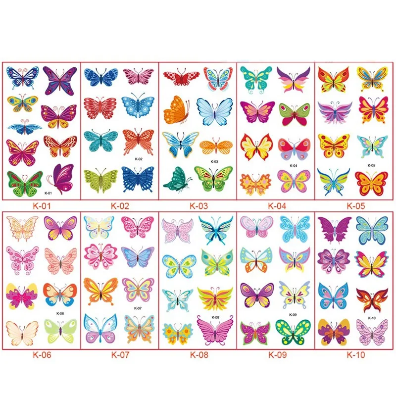 New Butterfly Tattoo Children's Temporary Animals Transfer Tattoos for Kids Flash Glitter Tattoo Girls Body Art Arm Fake Sticker