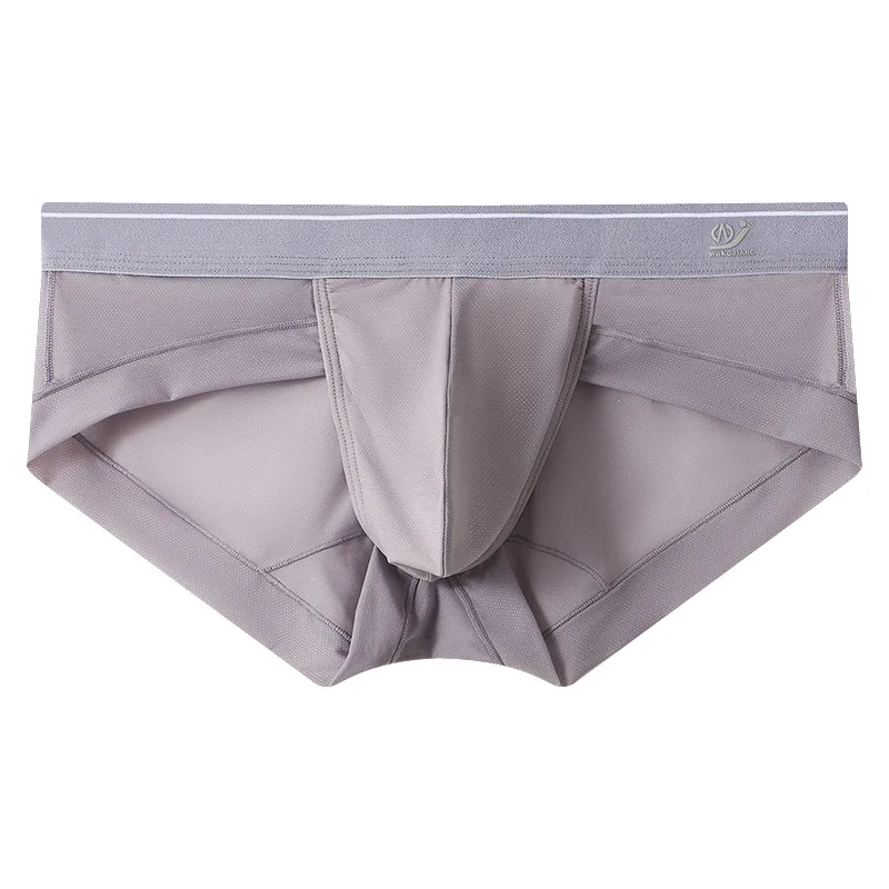 Sexy Men's boxer Ice screen hole cueca large convex breathable quick dry men's boxers solid color underpants men underwear new