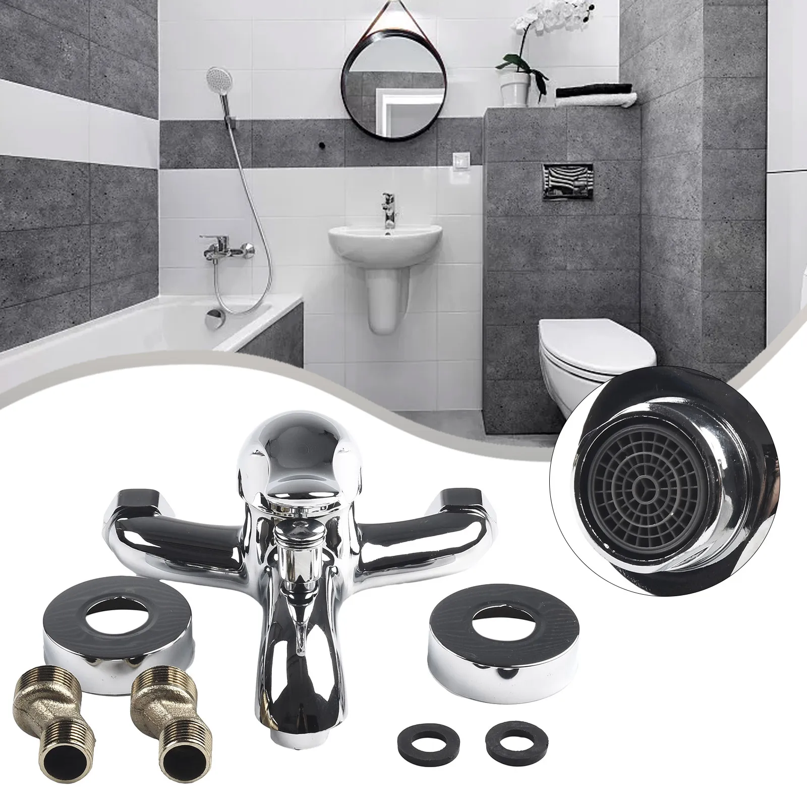 

Durable Basin Faucets Mixing Valve Kits Modern Set Silver Thermostats Triple Wall Mounted Accessories Dual Spout