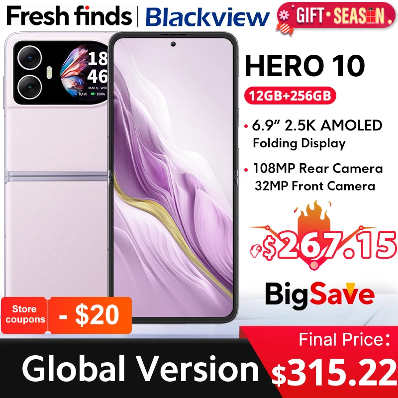 Blackview-Smartphone HERO 10, 12 Go + 256 Go, écran pliable AMOLED 6.9 pouces, charge 45W, MTK Helio G99, appareil photo 108MP, première mondiale