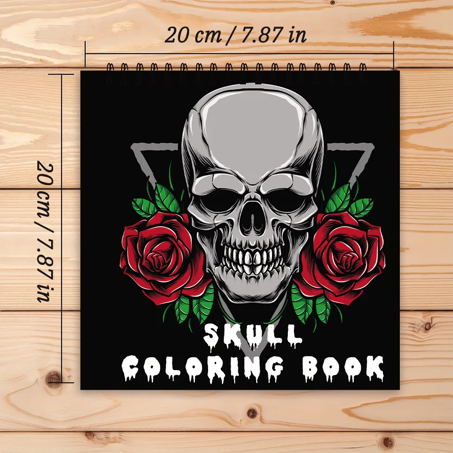 Coloring Book - 7.87x 7.87 inches 32 pages Skull Coloring Book - Perfect gift for family or friends