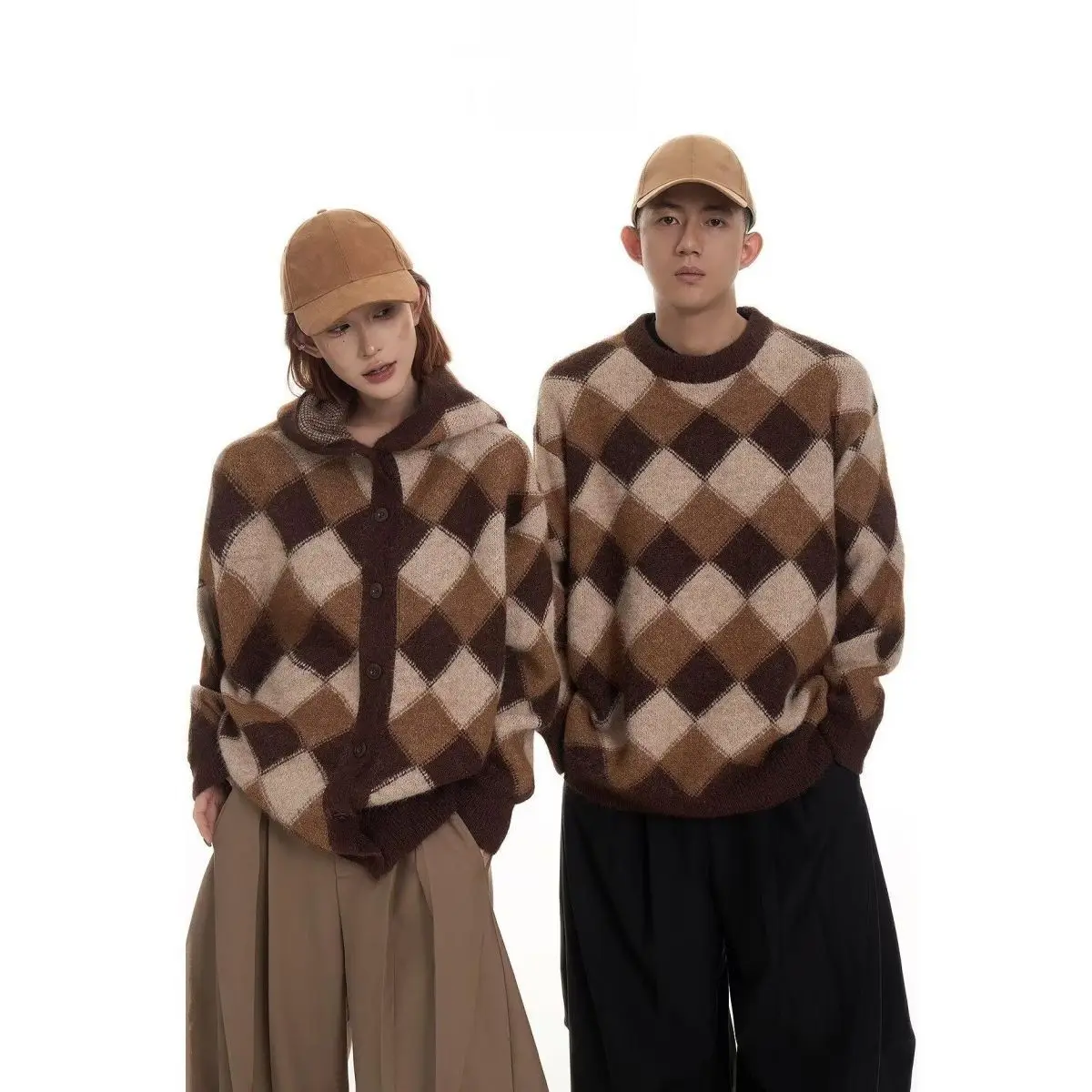 

Fall/Winter Sable Fur Lazy Style Sweater For Men And Women, Loose Fit American Retro Trendy Couple'S Knitwear Top Jacket