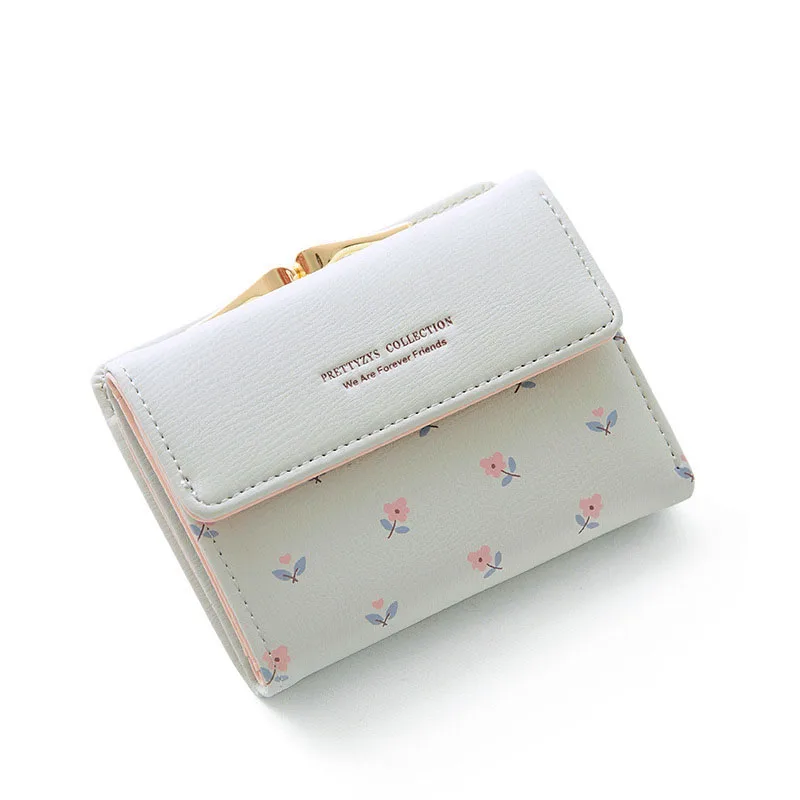 Flower Women Purse Leather Pocket Ladies Clutch Wallet Women Short Card Holder Cute Girls Wallet Cartera Mujer Coin Bag