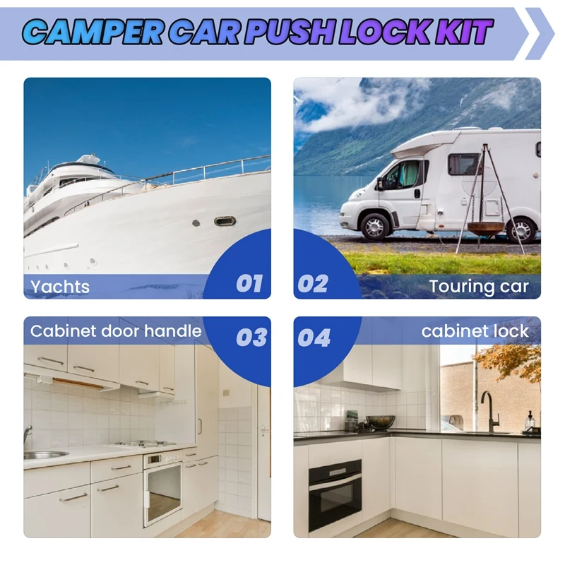 AB47-3PCS Auto Push Lock RV Caravan Boot Motor Thuis Kast Lade Klink Knop Sloten Keyless Deurslot hardware
