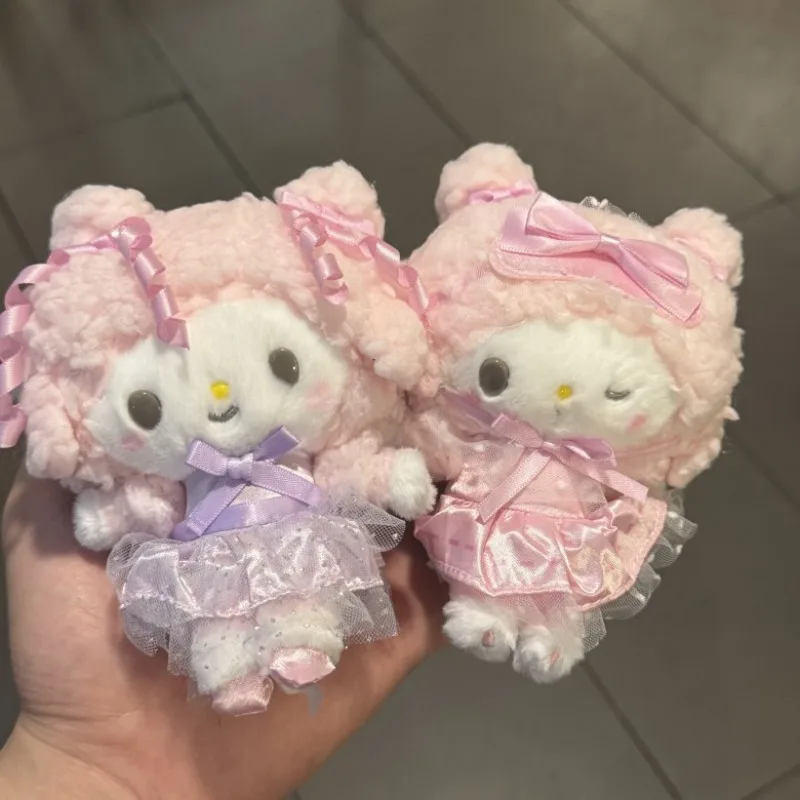 10cm nuevo Sanrios fantasía Piano moño Winking muñeco de peluche chica lindo bolso de dibujos colgante arco falda de encaje My Melody Doll llavero regalo