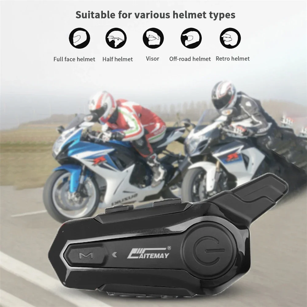 Moto Helmet Intercom Headset Bluetooth-compatible 5.0 Motorcycle Earphones Wireless Interphone Speaker Headphone Handsfree Call