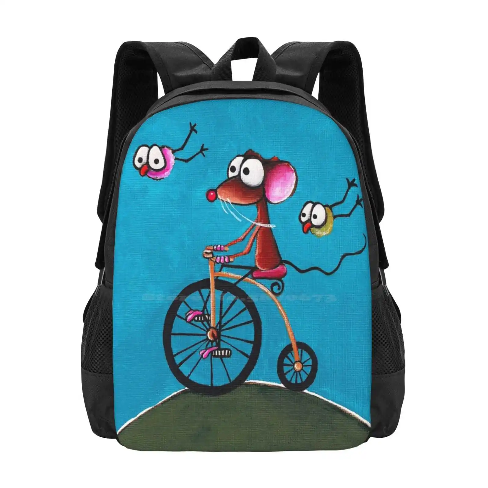 The Yellow Bike Large Capacity School Backpack Laptop Bags Fine Art Art For Kids Art For Childrens Rooms Nursery Art Lucia