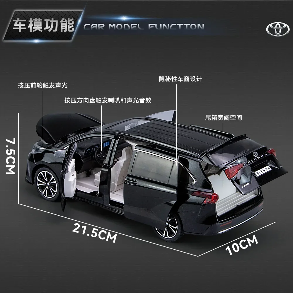 1:24 Toyota Sienna MPV Van pressofusi in lega e veicoli giocattolo modello di auto giocattolo in metallo collezione di suoni e luci giocattolo per