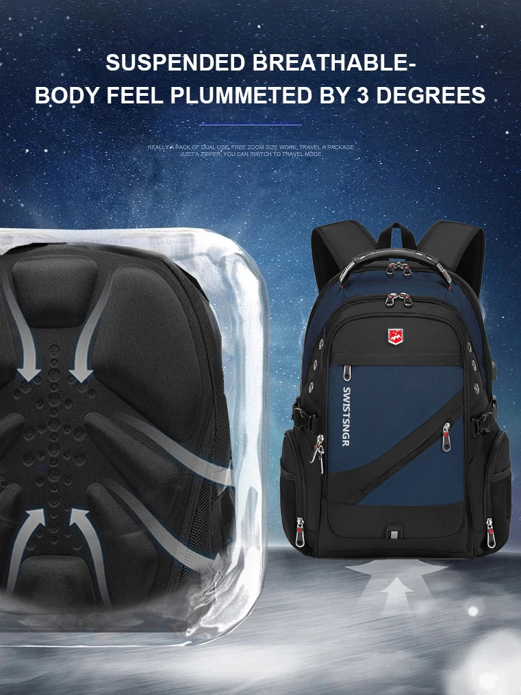 Anti-ladro moda uomo zaino multifunzionale impermeabile borsa per Laptop da 17.3 pollici uomo ricarica USB zaini da viaggio maschio Mochila