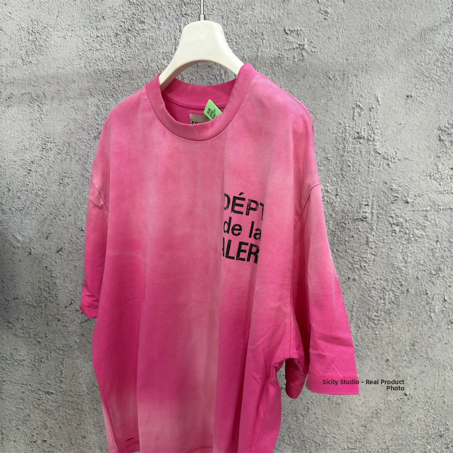 Retro Washed Loose Fit Short Sleeve T-Shirt Men's Summer 2026 Department Pink Gradient Letter Print High Street Style Casual Tee