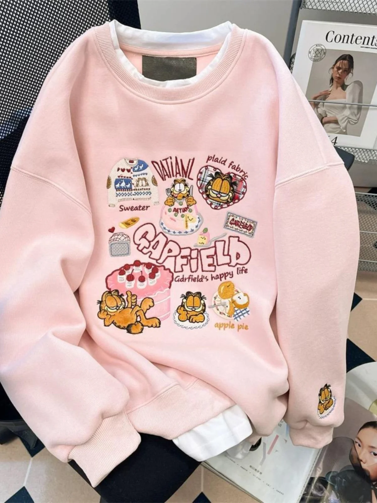 

Fce на подкладке, большой круглый свитшот Ne, женский новый удобный крой, модный топ с мультяшным принтом, повседневная уличная одежда